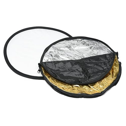 PhotoTrust Mini 5 in1 Pocket Reflector-Super Portable Reflector 12"/30cm Collapsible Multi-Disc Photography Light Reflector Diffuser-Silver/Gold/Black/White/Translucent for Studio/Macro Photography