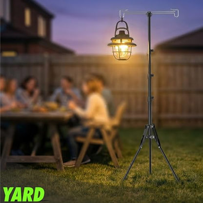 Telescopic Height Adjustable Camping Lantern Tripod Stand | 2-Hook Lantern / Light Hanger Holder for Outdoor Camping Tent RV, Night Fishing & Patio - size: 5ft 1"