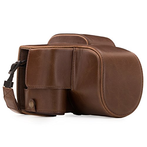 MegaGear Panasonic Lumix DC-FZ80, FZ82 Ever Ready Leather Camera Case and Strap, with Battery Access - Dark Brown - MG1224 - color: Dark Brown