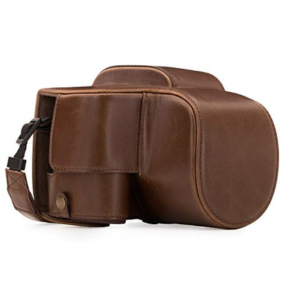 MegaGear Panasonic Lumix DC-FZ80, FZ82 Ever Ready Leather Camera Case and Strap, with Battery Access - Dark Brown - MG1224 - color: Dark Brown