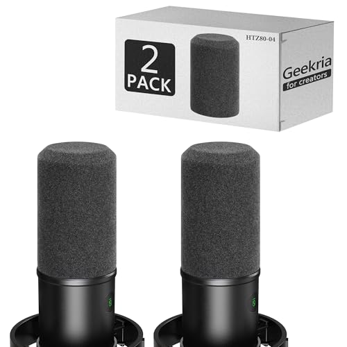 Geekria for Creators Foam Windscreen Compatible with Fifine AmpliGame K688 Microphone Antipop Foam Cover, Mic Wind Cover, Sponge Filter, Flocked Mic Windscreen (Grey / 2 Pack) - color: Grey