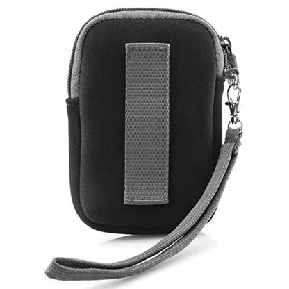 USA Gear Small Camera Pouch with Wrist Strap, Belt Loop - Small Digital Camera Case Fits Canon Powershot, Sony Cybershot, Nikon Coolpix, Kodak PIXPRO, G7 Mark iii - Fits 4.5 Inch Models - color: Black and Grey