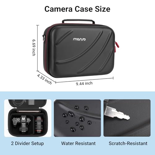 MOSISO Hard Shell Digital Camera Case, Travel Carrying Case for DSLR/SLR/Mirrorless Cameras, Len and Tripod&Shoulder Strap&3 Adjustable Dividers, EVA Case Compatible with Canon/Sony/DJI Mavic, Black