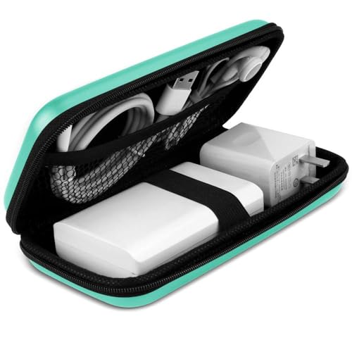 iMangoo Travel Essential Electronics Organizer Pouch Charger Case, Shockproof Dual Zipper Power Bank Cables Tech Accessories Purse, Men & Women Travel Must Have Storage Bag, 6.5x3.2x1 inch Mint - color: Mint, size: Small