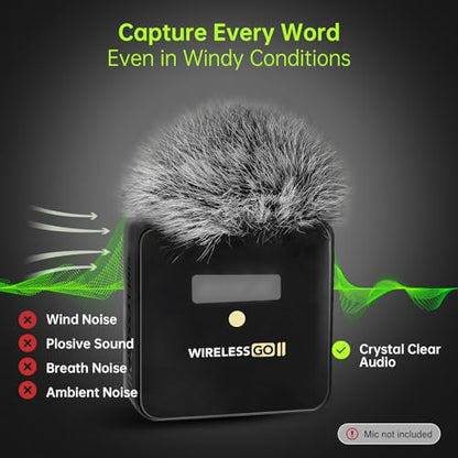 Premium Furry Windscreen Windshield Dead-cat for Rode Wireless Go Microphones (2PCs-Gray, Rode Wireless Go II) - color: 2PCs-Gray, size: Rode Wireless Go II
