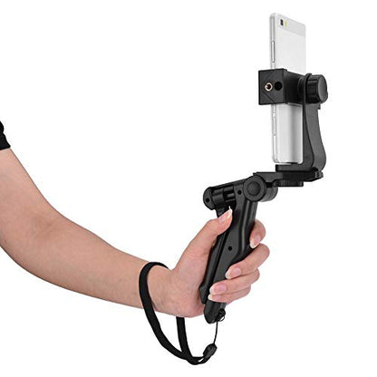 Phone Tripod Handheld Stabilizer, Adjustable Multiple Angles Compact Foldable High Compatibility, with Hand Grip for Vlogging Filming Smartphones