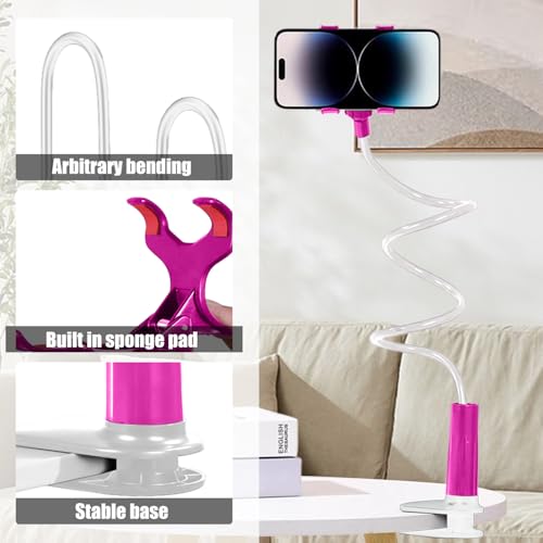 360-Degree Rotating Phone Stand, Adjustable Phone Holder for Desk, Flexible Phone Mount for Video Calls and Watching Videos - color: Pink