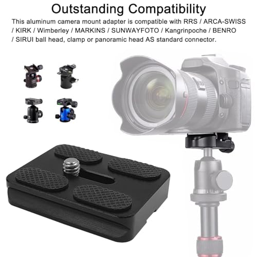 2 Pcs PU50 Tripod Quick Release Plate + 2 Pcs 1/4-3/8 Inch Screw, 50mm*38mm Camera Plates Mount with 1/4''-20 Screw, Compatible with Manfrotto Arca Swiss Benro QR Plate for DSLR Camera - size: 50 mm x 38 mm