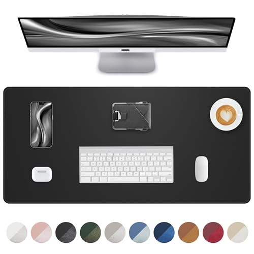 Leather Desk Pad Protector, Mouse Pad, Office Desk Mat, Non-Slip PU Leather Desk Blotter, Laptop Desk Pad, Waterproof Desk Writing Pad for Office and Home (Black, 31.5" x 15.7") - color: Black, size: 31.5" x 15.7"