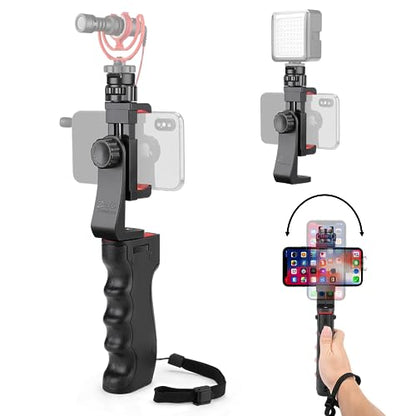 Zeadio Wireless Smartphone Stabilizer, Vlogging Video Handle Grip, with Clamp Mount and Remote Shutter for iPhone and Android Phone and Other Smartphone