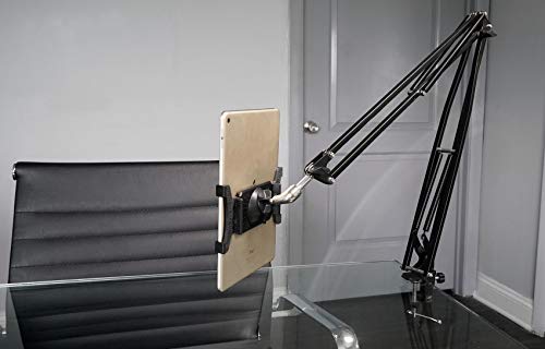 Rockville Dms40 Bundle: Studio Desk Clamp Microphone Boom Arm, Istand 22 Tablet/Smartphone Holder For Zoom Live Stream Conference, 2-Items