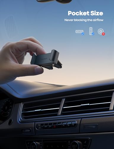 Lamicall Car Cell Phone Mount, Air Vent Clip Holder, Universal Stand Hands Free Cradle Compatible with Phone 12 Mini 11 Pro Xs Xs Max Xr X 8 7 6 6s Plus SE and Other 4.7-6.5'' Smartphones - Gray - color: NEW Upgraded - Gray