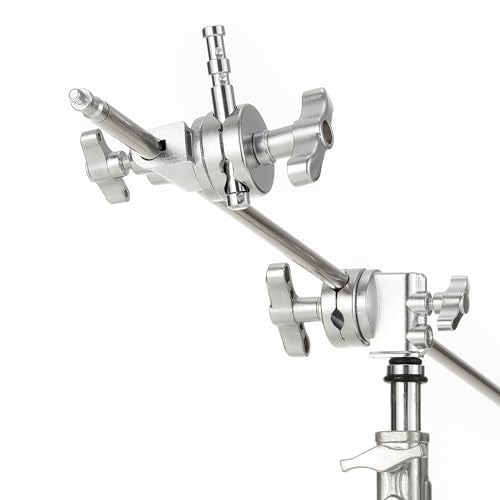 PHOCUS 4.92inch Long Double Stud 5/8" Baby Pin Attach with Super Clamp, Grip Head for Photography Lighting