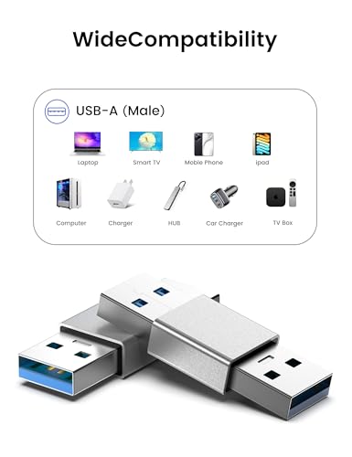 Fidioto USB 3.0 Male to Male Adapter, Dual Port High-Speed Data Extension Connector with 5Gbps Transfer, Aluminum Alloy Housing, Compatible with HDDs/USB Drives/Printers - color: A Male-A Male
