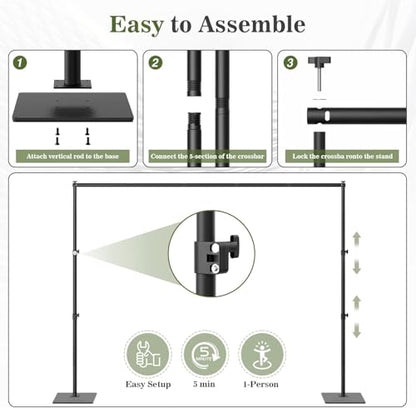 Backdrop Stand 10x10 ft Adjustable Photo Backdrop Stand Kit, Heavy Duty Pipe and Drape Photography Background Support with Flat Metal Base for Wedding, Party, Video Studio, Birthday, Black - size: 10x10 ft