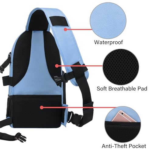 MOSISO Camera Sling Bag, DSLR/SLR/Mirrorless Camera Case Shockproof Photography Camera Backpack with Tripod Holder & Removable Modular Inserts Compatible with Canon/Nikon/Sony/Fuji, Cerulean Blue - color: Cerulean Blue