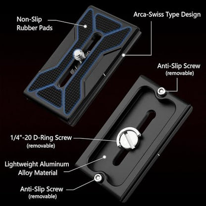 Leftfoto 70mm Universal Metal Camera Quick Release Plate Fits Arca Swiss Clamp for DSLR Camera Tripod Ballhead - size: 70mm