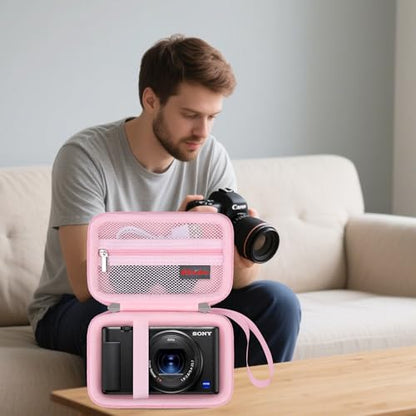 Case for Sony ZV-1F/ ZV-1/ ZV-1 II/Sony RX100 VII/ RX100 III Digital Camera | Sony ZV-1F/ ZV-1/ ZV-1 II/ RX100 VII Digital Camera Carrying Case, Hard Travel Protective Bag, Pocket fits Accessories, Pink - color: Pink