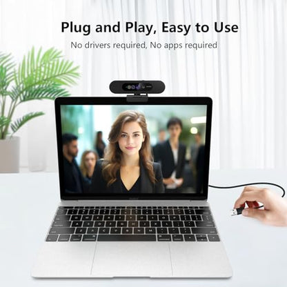 2K QHD Webcam with Windows Hello Facial Recognition, 4MP Computer Camera with Noise-reducing Mic, Privacy Cover, 92° FOV Laptop Webcam for Video Conferencing, Live Streaming, Online Learning - style: 2K Windows Hello webcam