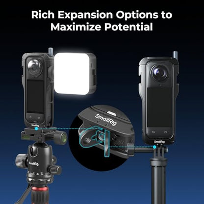 SMALLRIG Cage for Insta360 X5 Accessories, Aluminum Alloy Protective Case for Insta360 x5 with Quick Release, Built-in Cold Shoe Mounts & 1/4" Threads, with Silicone Lens Guard Cap - 5195 - style: for Insta360 X5