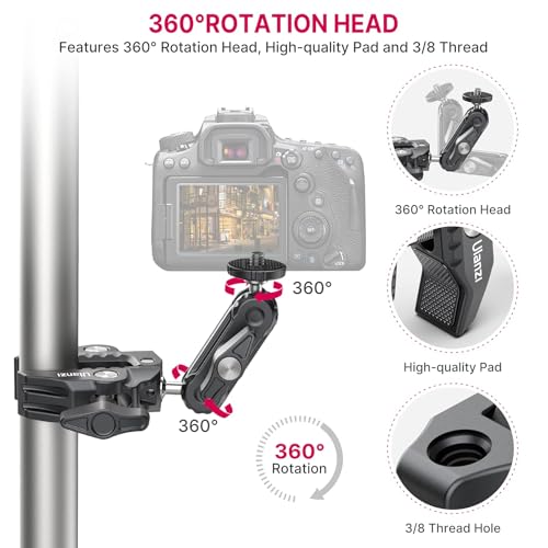 ULANZI Super Clamp Camera Clamp Mount Monitor 360° Ballhead Magic Arm Double Ball Head Adapter with 1/4"-20 & 3/8"-16 Thread for Canon Nikon DSLR Camera/Gopro/LED Lights/Ronin-M/Ronin MX/Freefly MOVI - size: Gopro Adapter Kit