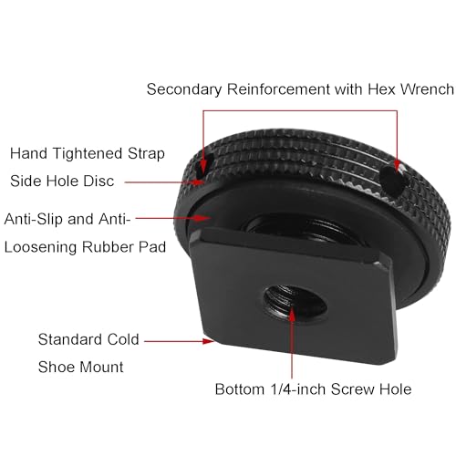 Aluminum Alloy Hot Shoe Adapter Camera Side Hole Reinforced Round Plate Cold Shoe Mount Conversion Screw 1/4 Male to 1/4 Male Suitable for Magic Arms Video Lights Monitors