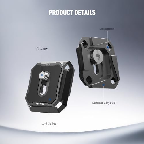 NEEWER 2 Pack Quick Release Plate Kit, 38mm QR Camera Mounting Adapter Compatible with Arca Swiss, Tripod Mount to Shoulder Strap Quick Switch Anti Off with Washers, QPR-5C - style: QPR-5C