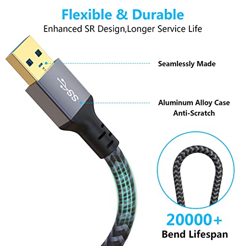 USB A Extension Cable 3ft, USB Extender USB 3.0 Extension Cable Male to Female Compatible with Phone,Webcam,USB Keyboard,Flash Driv,Printer - size: 3.3FT