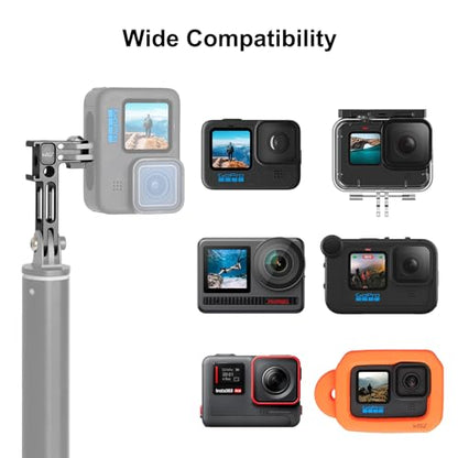 HSU Vertical Mount for GoPro, 90 Degree Cold Shoe Direction Adapter | Aluminum 1/4"-20 Screw Hole Tripod Mount for GoPro Hero 13/12/11/10, Osmo Action 6/5 Pro/4/3 AKASO Action Camera (Extension) - color: Extension