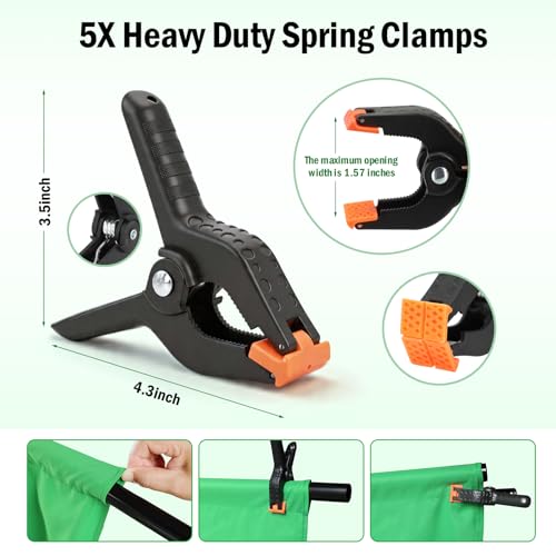 Green Screen Backdrop Kit,10 x 6.5 FT Heavy Duty Stand for Photography | Portable Green Screen Kit, 5 Clamps, Carrying Bag for Photography, Video Recording, Live Streaming, Gaming and Zoom Meetings - size: 6.5 X 10 Feet