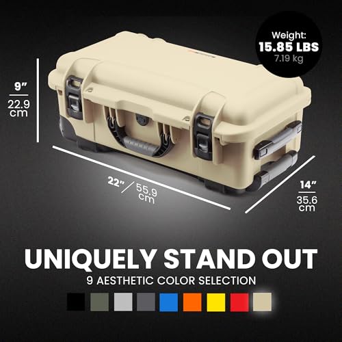 NANUK 935 Pro Photo Kit – Waterproof Travel Camera Hard Case with Padded Dividers and Wheels, 22” x 14” x 9” - Dustproof and Impact Resistant, Airline Carry-On Approved – Desert Tan - color: Desert Tan