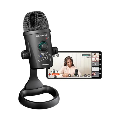 Roland GO:Podcast Video Podcasting Studio for Smartphones | Livestreaming System for Podcasters, Vloggers & More | Intuitive Video App | USB Microphone | Four Polar Patterns
