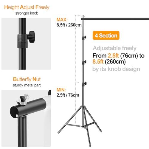 EMART Photo Backdrop Stand kit, 10 x 8.5 ft Back Drop Adjustable Frame for Photography, Photoshoot Banner Background Support Holder for Parties Dectoration - size: 8.5x10ft