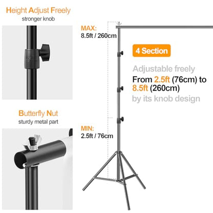 EMART Photo Backdrop Stand kit, 10 x 8.5 ft Back Drop Adjustable Frame for Photography, Photoshoot Banner Background Support Holder for Parties Dectoration - size: 8.5x10ft