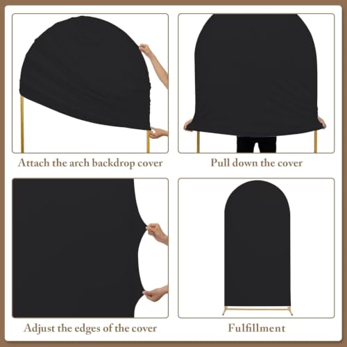 Toolterritary Metal Arch Backdrop Stand and Cover Set, 7.2FT, 6FT Party Backdrop, Easy to Assemble, Backdrop Stand for Parties, Birthday, Baby Showe - color: Black, size: 7.2ft, 6ft
