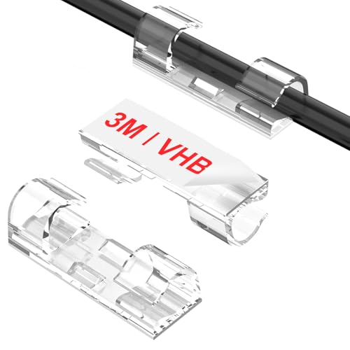 Cable Clips Clear (60PCS, M), Upgraded Adhesive Wire Holders for Wall, Strong Cord Organizer Under Desk, Car, PC, Christmas Light Clips Outdoor - color: Clear, size: M_60P