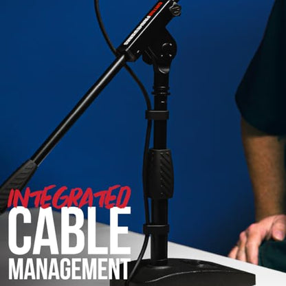 Gator Frameworks Short Weighted Base Desktop Microphone Stand with Boom arm, and Adjustable Height, Base Dimensions - 4.5" X 8" (GFW-MIC-0821) - style: Weighted Base