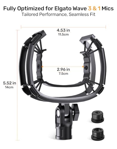 Wave Microphone Shock Mount - Custom Built for Elgato Wave 1/3, Aluminum Frame & Reinforced Suspension for Max Vibration Isolation, Shock Mounts Holder Clip Ideal for Youtubers, Podcasters and Gamers - size: Wave Shock Mount