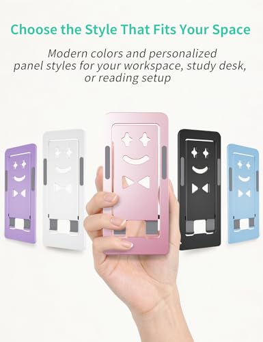 Aoviho Phone Stand for Desk, Ultra-Thin Foldable Aluminum Phone Holder, Portable Travel & Office Cell Phone Stand Compatible with iPhone 17 16 15 14 13 12 Pro Max, Fits 3.7"-7" Devices, Pink - color: Pink