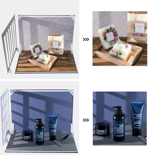 Product Photography Backdrop Kit, 11.7 x 16.5 in, 12 Double-Sided Backdrops | 24 photo background designs, foldable backdrop board and shadow props for food, skincare, jewelry and handmade products. - color: Dark