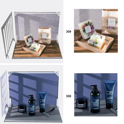 Product Photography Backdrop Kit, 11.7 x 16.5 in, 12 Double-Sided Backdrops | 24 photo background designs, foldable backdrop board and shadow props for food, skincare, jewelry and handmade products. - color: Dark