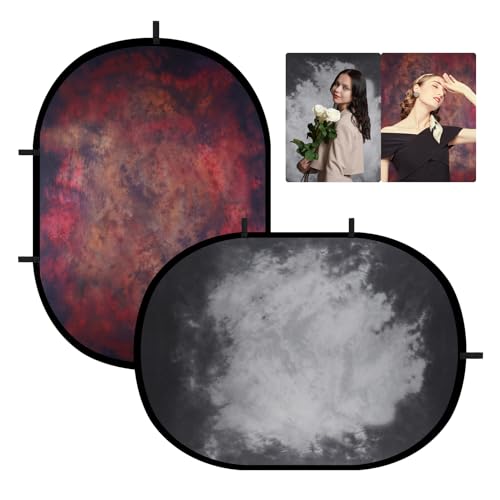 Selens 2 in 1 Collapsible Backdrop 55.12 * 78.75inches Pop Up Backdrops for Portrait Photography, Video, Live Stream(Red/Grey) - color: red/grey