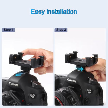 Suptig Adjustable Power Bank Holder with 2 Cold Shoe Mount for Camera Rig, Phone Mount.