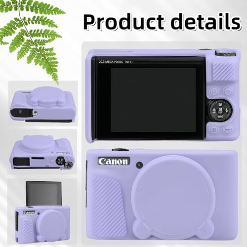 Camera Case for Canon PowerShot SX740/ SX730 Digital Camera,SX740 HS Case, Soft Silicone Protective Case Removable Lens Cover,Comes with 2 Screen Protectors and 1 Wrist Strap. (Lilac) - color: Lilac