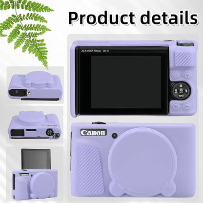 Camera Case for Canon PowerShot SX740/ SX730 Digital Camera,SX740 HS Case, Soft Silicone Protective Case Removable Lens Cover,Comes with 2 Screen Protectors and 1 Wrist Strap. (Lilac) - color: Lilac