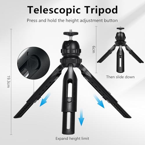 Multifunctional Smartphone Video Kit, with Universal Phone Desktop Tripod with Dual Phone Holders and 4 Cold Shoe mounts for vlogging, Live Streaming, Online Video Teaching, and conferences