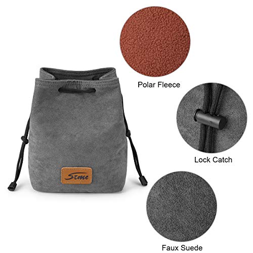 S-ZONE Soft Camera Bag DSLR Insert Handbag Drawstring Lens Case | Soft Suede, Drawstring closure, Dust-proof, Scratch-resistant, Compatible with Canon Nikon Sony - color: Grey, size: Large