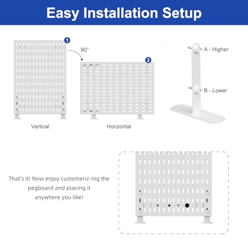 Desk Pegboard Combination Kit,Desk Organizer for Home Office,Plastic Peg Board with 7 Accessories Hooks Shelf Baskets, 16.5" x 11.8"