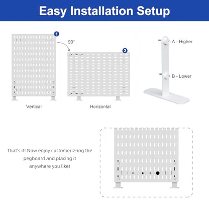 Desk Pegboard Combination Kit,Desk Organizer for Home Office,Plastic Peg Board with 7 Accessories Hooks Shelf Baskets, 16.5" x 11.8"