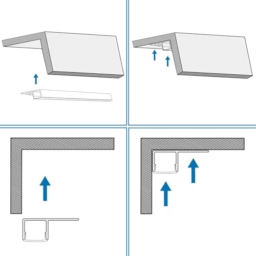 inShareplus Plaster-in LED Channel, 3.3ft/1M 6Pack LED Aluminium Channel with Milky Diffuser, Trimless Recessed Single-Sided Aluminum Profile LED Strip Diffuser for Under Cabinet and Corners of Wall - size: single-edge-6-pack (recessed)